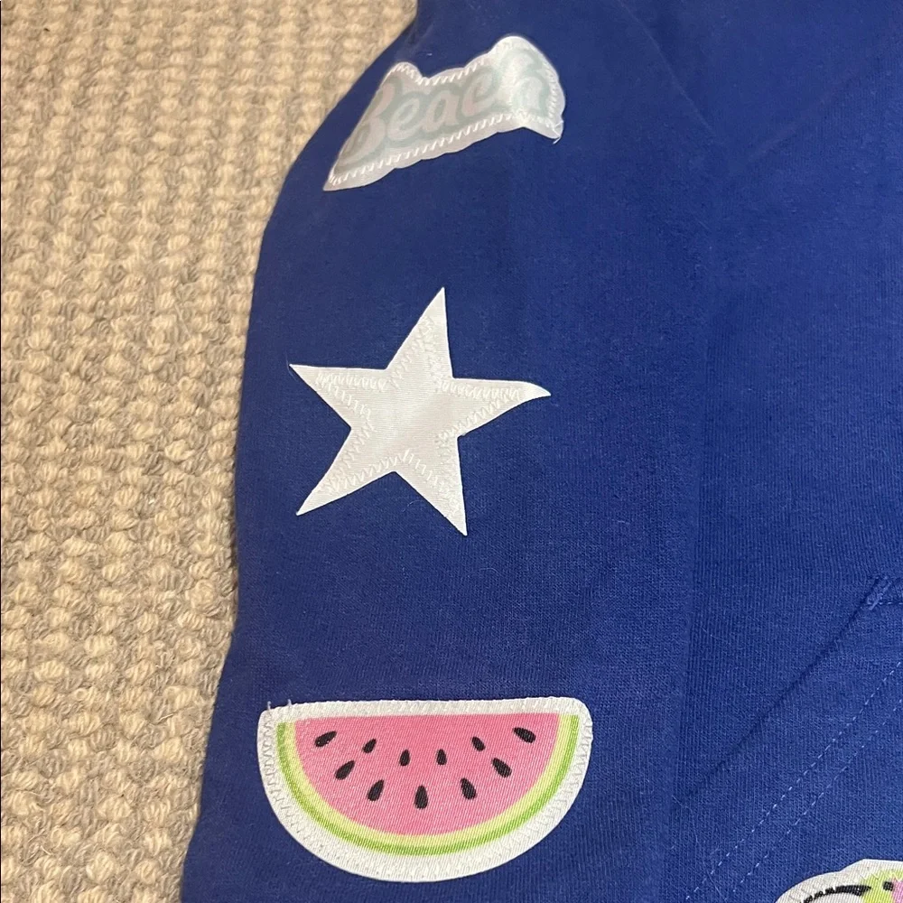 Vibrant Blue Kids Hoodie with Fun Patches - Picture 4 of 6
